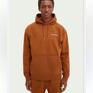 Scotch & Soda Chest Logo Brown Pullover Hoodie